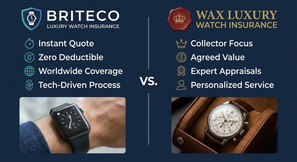 BriteCo vs WAX luxury watch insurance comparison