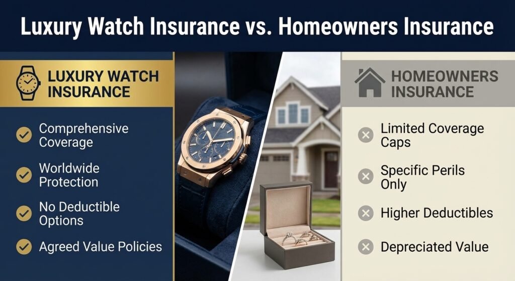 Luxury watch insurance compared to homeowners insurance coverage limits