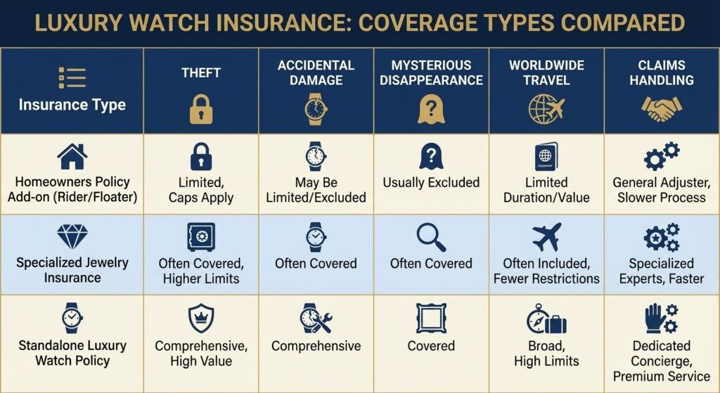 Luxury watch insurance claims process for theft or accidental damage