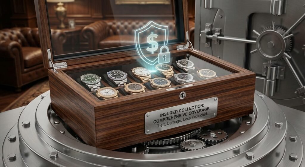 Luxury watch collection protected with specialized watch insurance