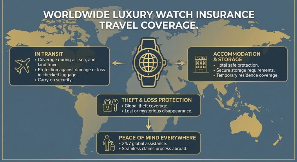  Infographic showing worldwide luxury watch insurance travel coverage