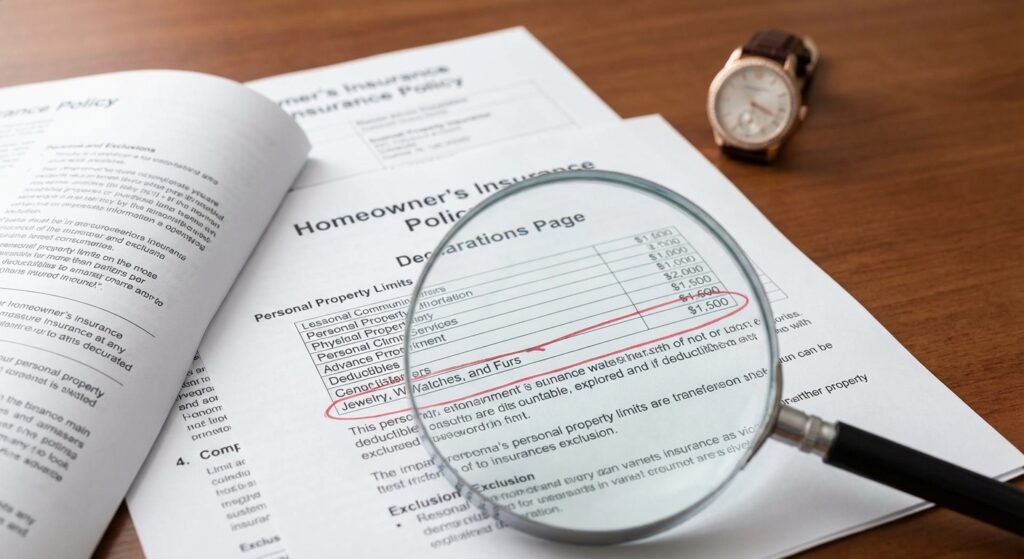 :Homeowners insurance coverage limits for a $10,000 luxury watch