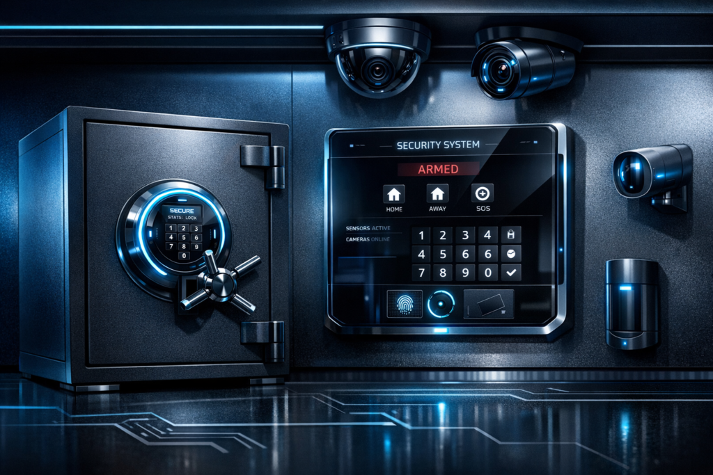  Home alarm system and safe setup for luxury watch protection