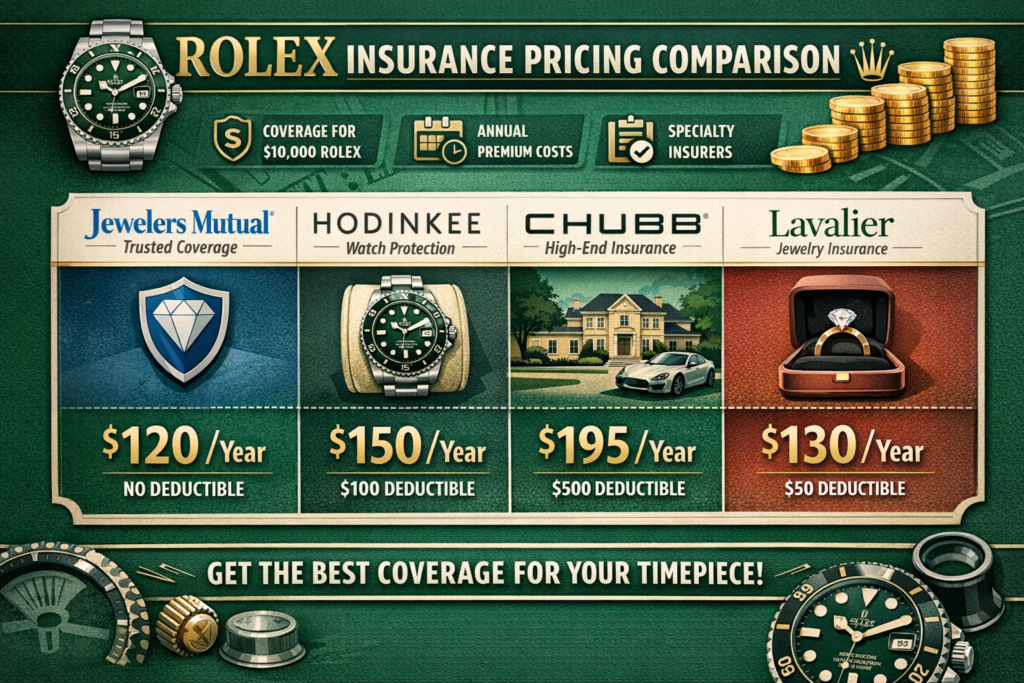  Comparison of Rolex insurance costs from different providers