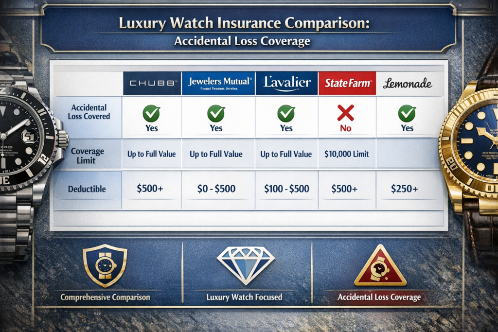 Comparison of watch insurance providers covering accidental loss