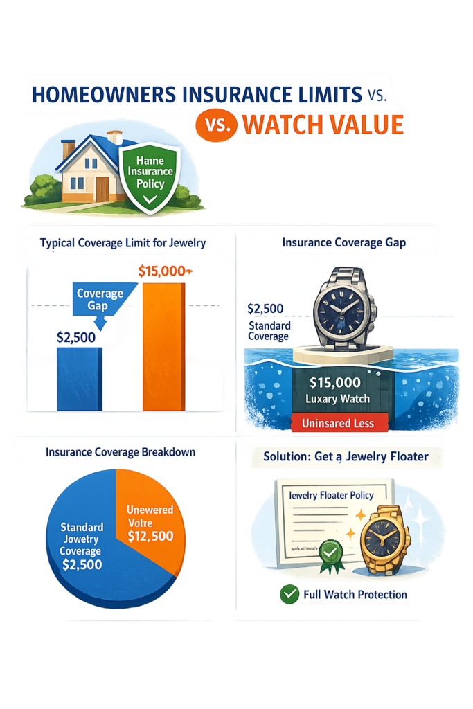 Homeowners insurance limits compared to luxury watch insurance for home theft