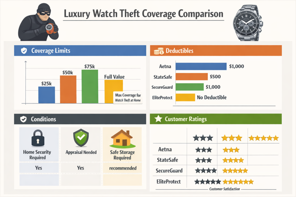 Comparison of luxury watch insurance providers covering home theft