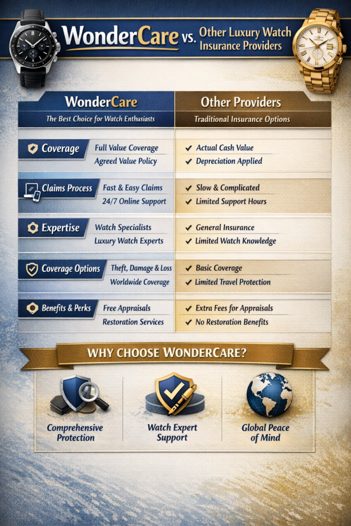  Comparison of WonderCare with other luxury watch insurance providers