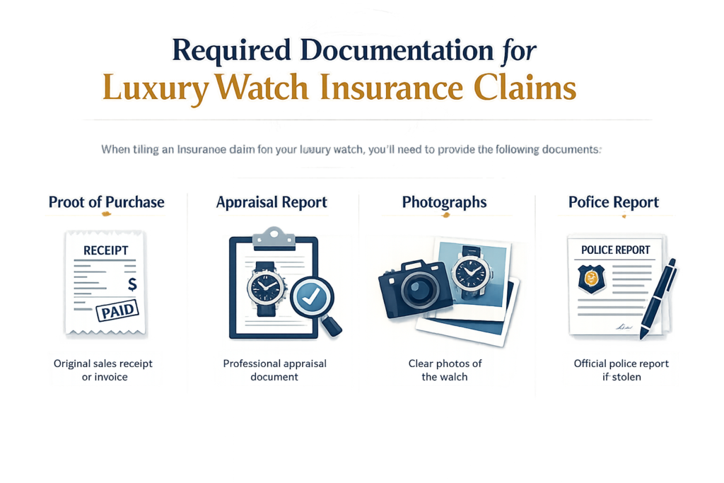Documentation required for luxury watch insurance claims