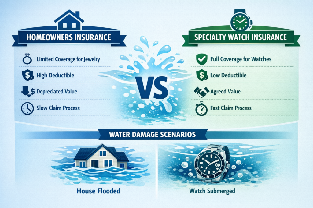  Comparison of homeowners insurance versus specialty watch insurance for water damage
