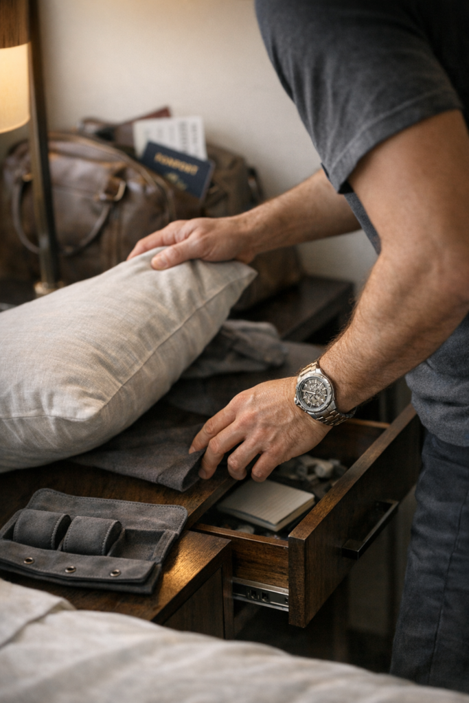 Watch owner searching a hotel room after noticing a missing watch