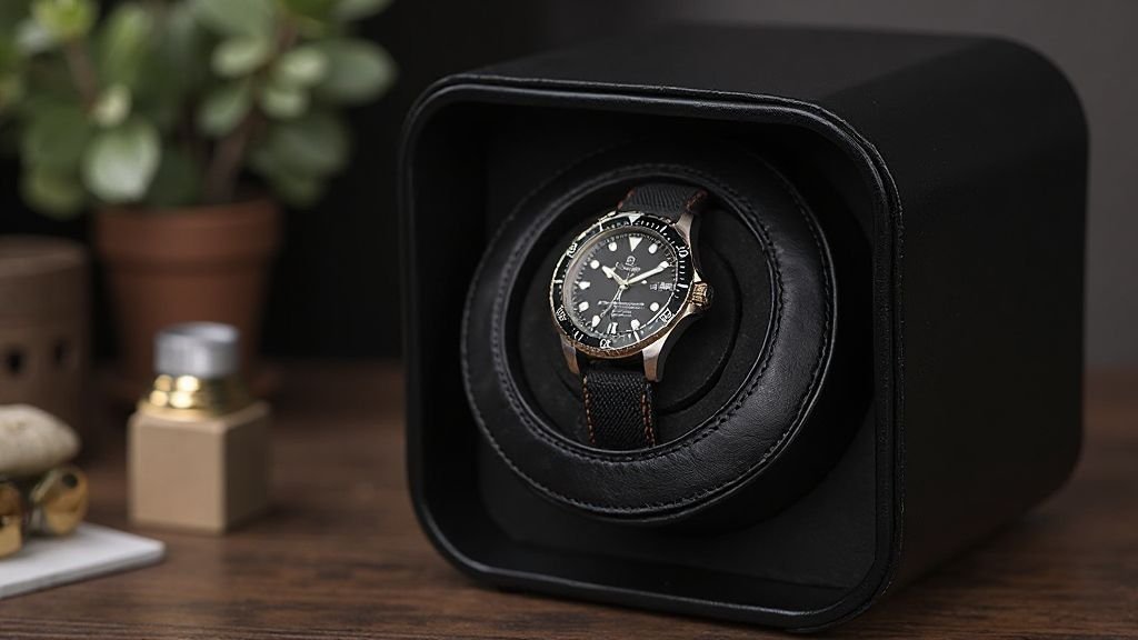  WOLF Cub best battery operated watch winders for safes holding a luxury dive watch