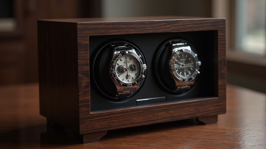 Programmable watch winder control panel showing adjustable TPD settings