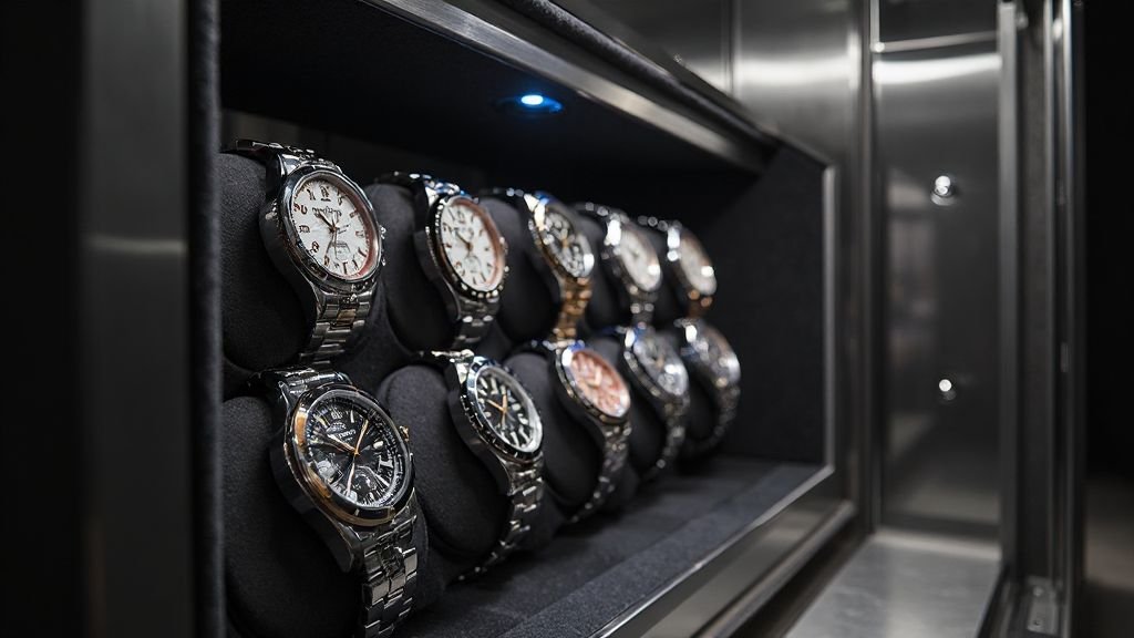 : Leader best watch safes with built in winders holding twelve automatic luxury watches