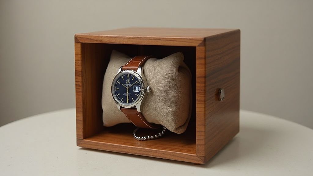  quiet single watch winder for Rolex on bedside table