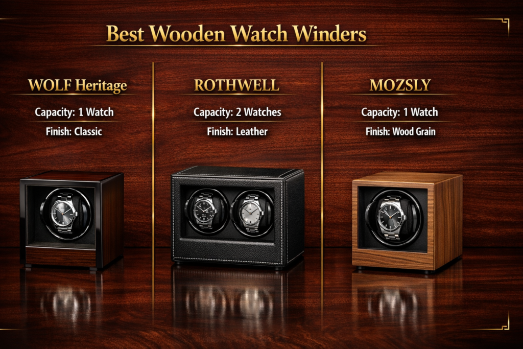inforgraphic of the Best Wooden Watch Winders