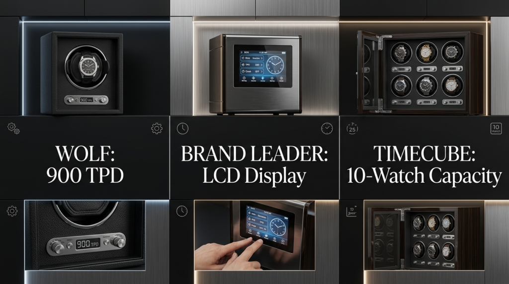 : 6-slot watch winders comparison infographic