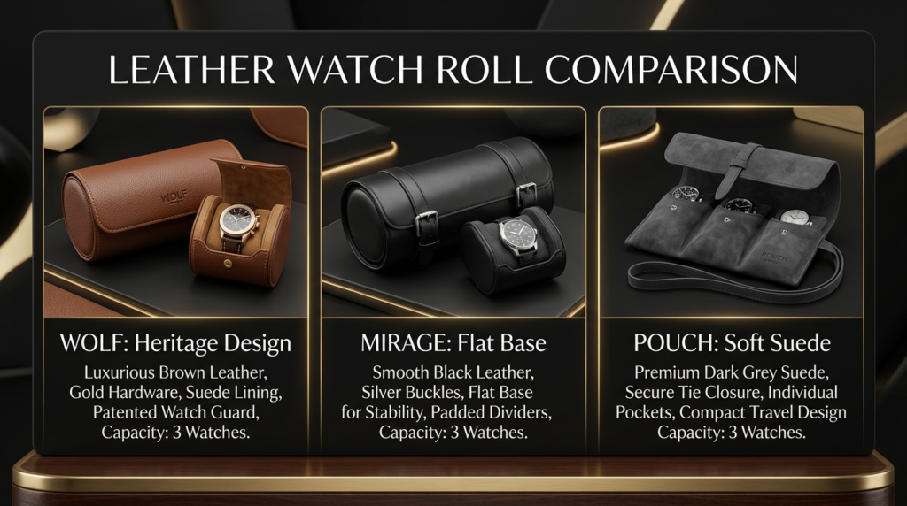  best leather watch roll comparison infographic