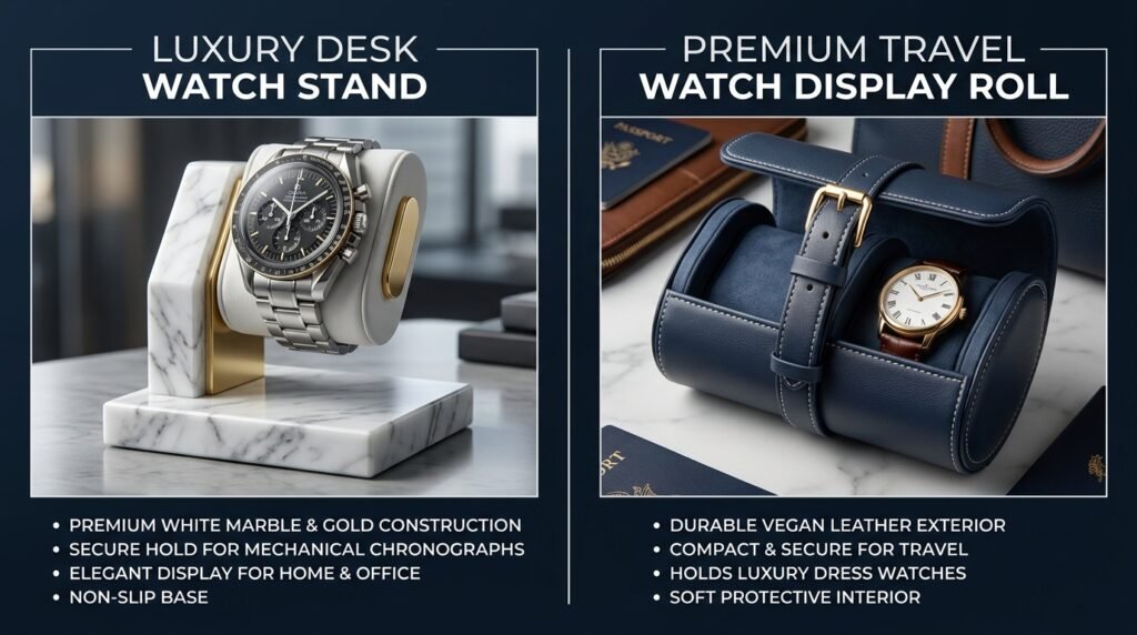  luxury watch stand comparison infographic