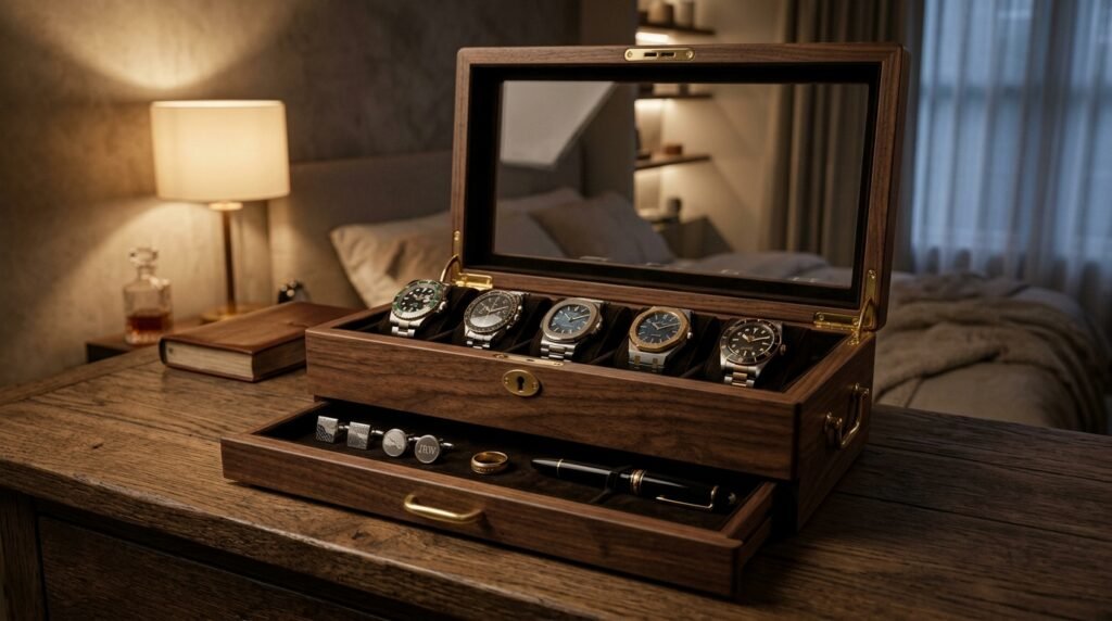  mens watch box with drawer