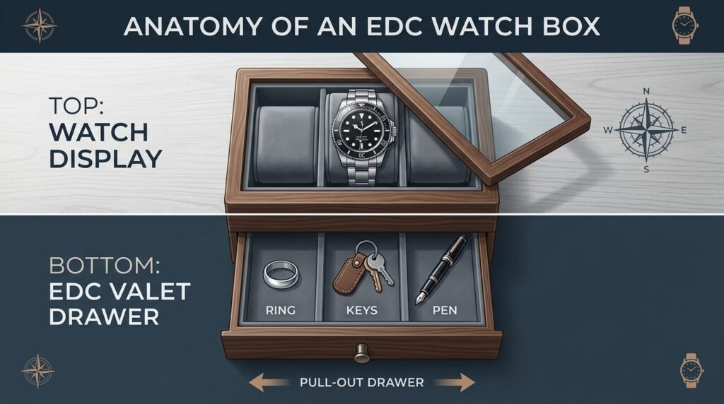  watch box with valet drawer