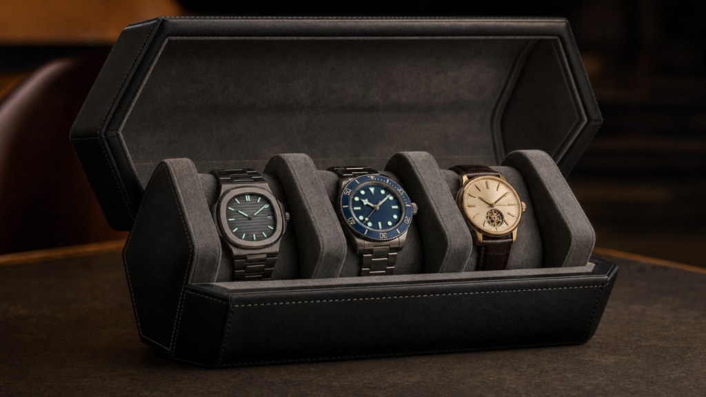  vegan leather watch travel case